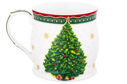 Кружка 350 мл 11,5*8,5*8,5 см Новогодняя елка зеленый узор NEW BONE CHINA - Elan gallery фото 6