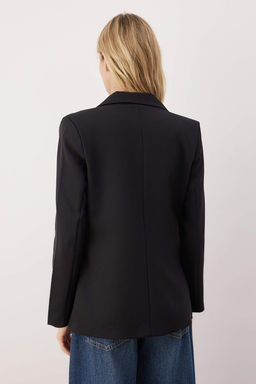 Siyah Regular Astarl? Dokuma Blazer Ceket TWOSS21CE0137