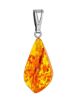 Кулон-капля из цельного золотистого янтаря