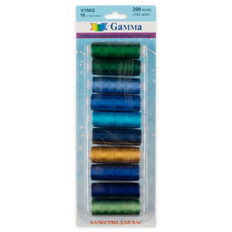 Нитки для вышивания Gamma ассорти V150/2 100% вискоза 10 цв. x 200 я 183 м
