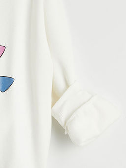 Stitch Bask?l? K?z ?ocuk Kal?n Sweatshirt