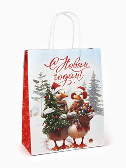 Набор пакетов крафтовых «С Новым счастьем!», 10 шт, 21 × 27 × 11 см