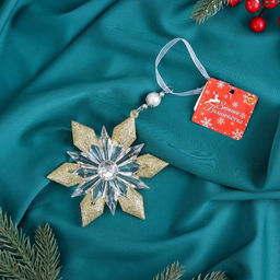 Цена за 2 шт. Ёлочная игрушка Зимнее волшебство. Снежинка - лучистая сияние, 12.511.5 см, прозрачно-золотой фото 7