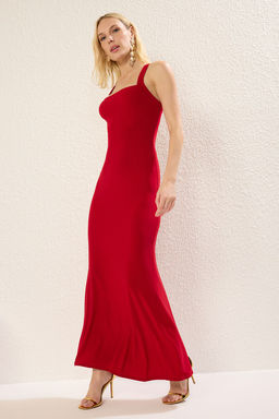 TRENDYOLMILLA Siyah Vucuda Oturan Orme Maxi S?k Abiye Elbise TPRSS25AE00111