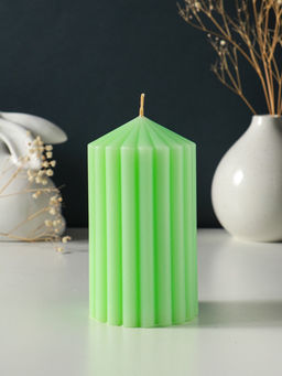 Свеча - цилиндр 7×14 см, 370 г, рифлёная, мята