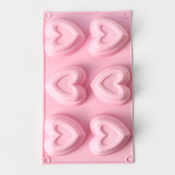 Форма для выпечки Доляна «Сердце в сердце», силикон, 17.5×30 см, 6 ячеек (8×8 см), розовая