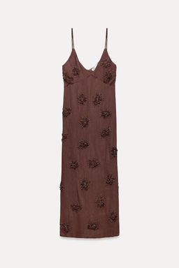 BEADED SLIP DRESS WITH EMBROIDERY - Zara фото 7