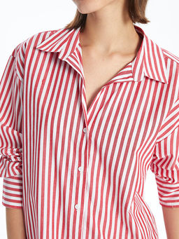 ?izgili Uzun Kollu Oversize Kad?n G?mlek