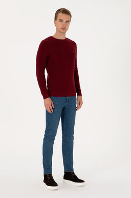 Erkek Slim Fit Bisiklet Yaka Bordo Basic Kazak - U.s. polo assn фото 4