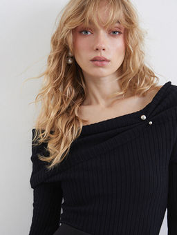 Kay?k Yaka Kad?n Triko Kazak