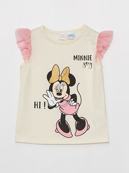 Bisiklet Yaka Minnie Mouse Bask?l? K?z Bebek Atlet