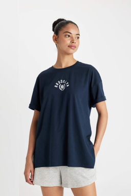 DeFactoFit Футболка Oversize с круглым вырезом и короткими рукавами NBA Brooklyn Nets