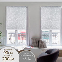 Штора рулонная Цветенье, 90200 см (с учётом креплений 3,5 см), цвет серый