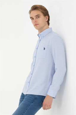 Мужская синяя рубашка с длинным рукавом - U.s. polo assn фото 3