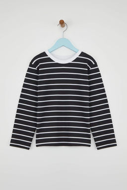 Lacivert-Yesil-Ekru 3lu Erkek Cocuk 100% Pamuk Duz Regular Orme T-Shirt TKDAW26TS00002 - Trendyolmilla фото 4
