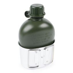 Фляжка армейская походная Adventure, 1 л, для воды, с котелком, пластиковая, зелёная - Simaland фото 4