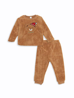 Bisiklet Yaka Uzun Kollu Bask?l? Erkek Bebek Pijama Tak?m?