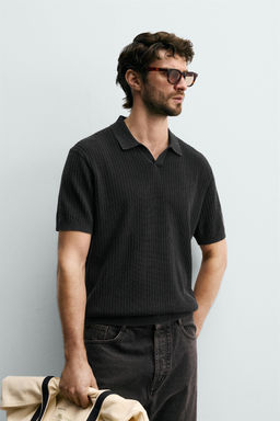 POLO PUNTO REGULAR FIT ESTRUCTURA / Negro lavado - Zara фото 2