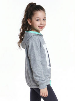 Толстовка с капюшоном UD 7367 серый/бирюза - Mini maxi фото 2