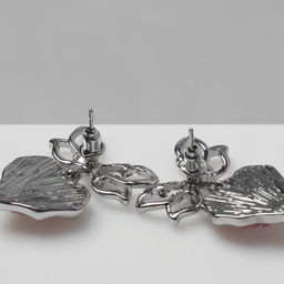 Серьги металл Сердечки розовая вставка, цвет серебро - Queen fair фото 2