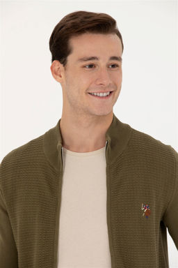 U. S. Polo Assn / Мужской базовый трикотажный кардиган цвета хаки - U.s. polo assn фото 8