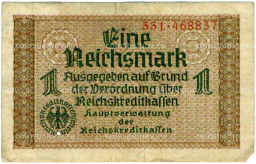 Банкнота 1 рейхсмарка 1939 года Германия (Для оккупированных территорий)