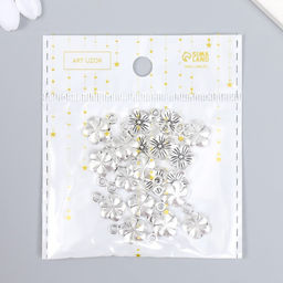 Цена за 20 шт. Металлический элемент, декоративная подвеска «Арт Узор. Незабудка», серебро, 1.2×0.8 см