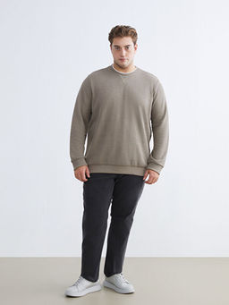 B?y?k Beden Bisiklet Yaka Erkek Sweatshirt