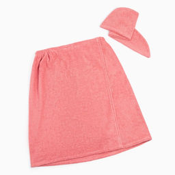 Набор для сауны Экономь и Я:полотенце-парео 68*150см+чалма, цв.пыльно-розовый,100%хл,320 г/м