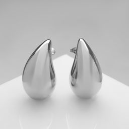 Серьги пластик «Капля» крупная, цвет серебро