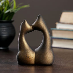 Фигурка керамика Коты Влюбленные с бантиками, чёрные, 5?9?12 см