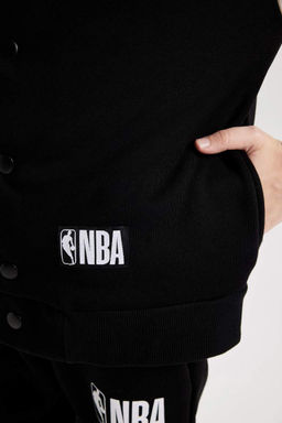 толстый тканевый кардиган с круглым вырезом для мальчиков NBA Current Teams - Defacto фото 6