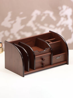 Органайзер 7 секций, 2 выдвижных ящика, серия Орех с кантом темным, 16×30×15 см