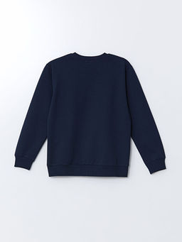 Bisiklet Yaka Bask?l? Erkek ?ocuk Sweatshirt