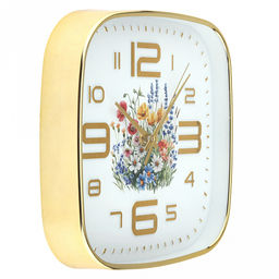Часы настенные Летний сад 21,3х21,3х4см, мягкий ход, циферблат Цветы белый; цифры арабские, золотой; корпус пластик, золотой; в коробке (Китай) - Домашняя мода фото 3