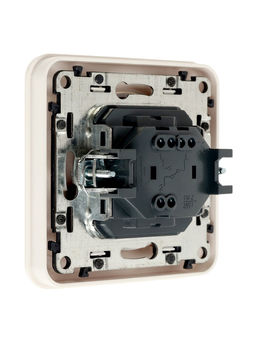 Выключатель проходной, серия Circular, 10 А, одноклавишный, скрытый монтаж, серебристая рамка, белый - Simaland фото 5