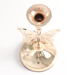 Металлический подсвечник на 1 свечу «Ажурная бабочка», d=2.5 см, золото, 11×11×20.5 см