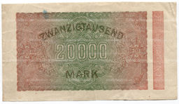 Банкнота 20000 марок 1923 года Германия
