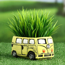 Горшок для цветов «Автобус», 300 мл, 13×7.5×6.4 см, керамика, жёлтый