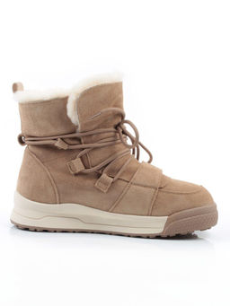 04-PAYH06-3Z BEIGE Ботинки зимние женские (натуральная замша, 100% шерсть, натуральный мех)