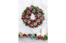 Новогоднее украшение венок 34*34*8 см Заснеженные шишки круг - Elan gallery фото 7
