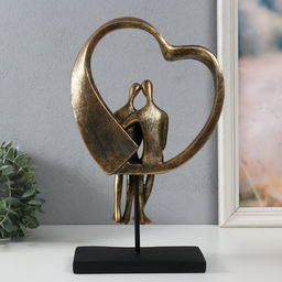 Фигурка полистоун Двое в сердечке, под металл, 19.4?10.4?31.5 см