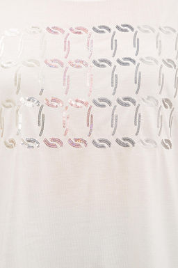 Kad_n Beyaz Bisiklet Yaka Ti__rt