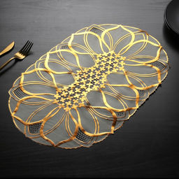 Набор салфеток ажурных Доляна «Веер», 46×30 см, 4 шт., ПВХ, золотой