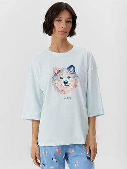 Комплект Mark Formelle женский футболка и брюки голубой хлопок фото 3