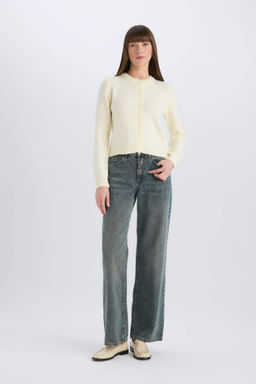 Regular Fit Bisiklet Yaka Basic Duz Dugmeli Triko H?rka - Defacto фото 3