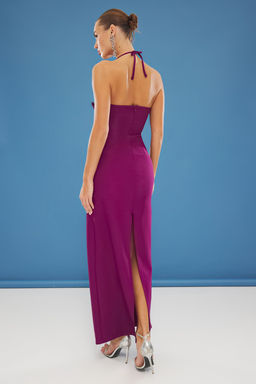 TRENDYOLMILLA Murdum Vucuda Oturan Cicek Aplike Dokuma Maxi Abiye Elbise TPRSS25AE00060 фото 5