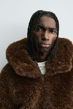 FAUX FUR HOODIE JACKET - Zara фото 8