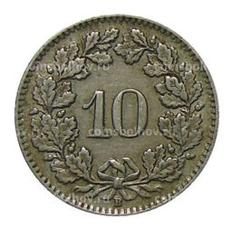 Монета 10 раппенов 1940 года Швейцария