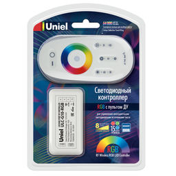 ULC-G10-RGB WHITE Контроллер для управления многоцветными светодиодными источниками света 12/24B с пультом ДУ 2,4ГГц. Цвет пульта белый.